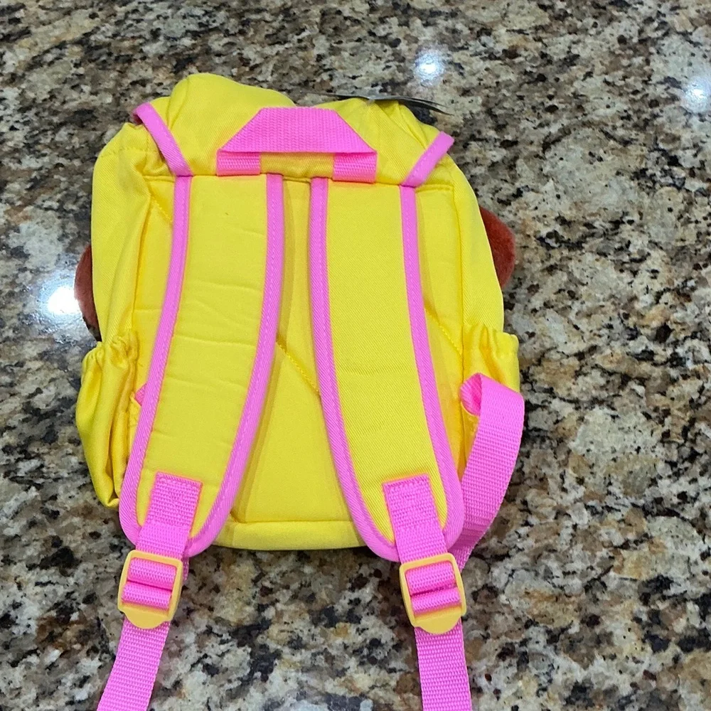 Disney Plush Brown Dog Kids Backpack with Yellow Body and Pink Straps